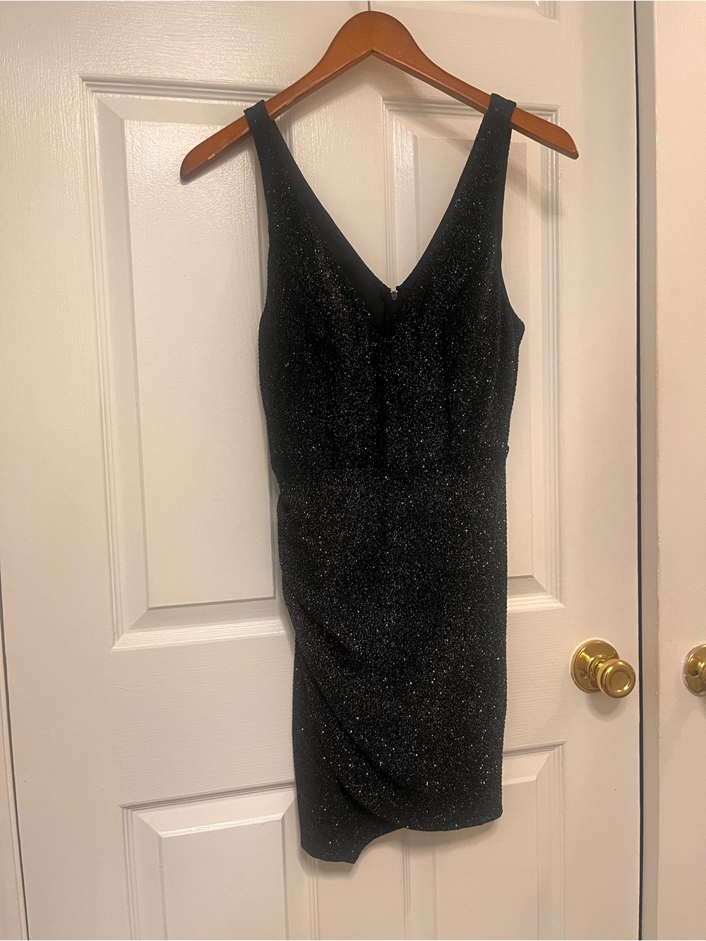 Crystal Doll Black Sparkle Mini Dress S